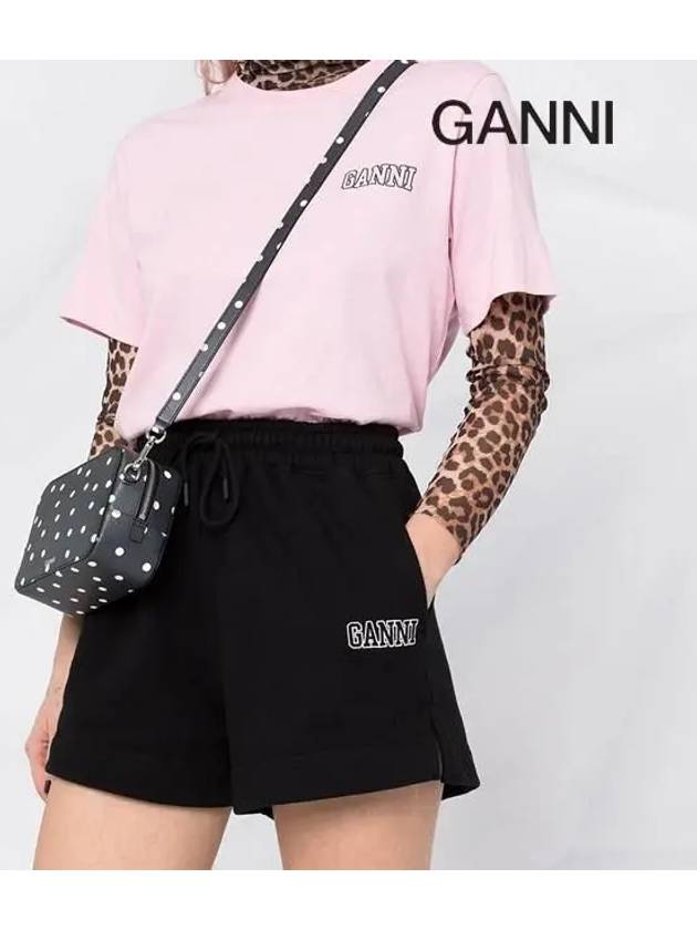 Women's Logo Drawstring Shorts Black - GANNI - BALAAN.