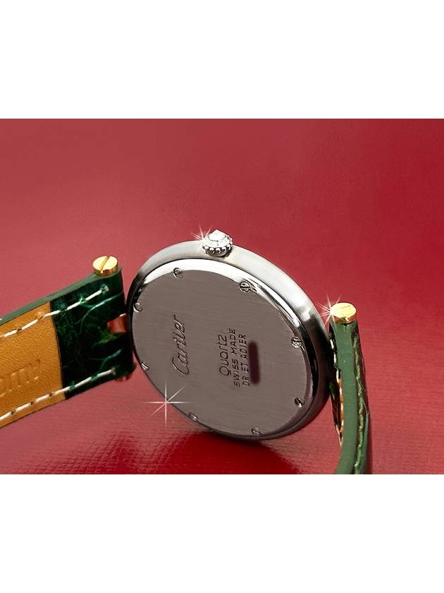 Panda diamond bezel round green alligator leather band combination watch - CARTIER - BALAAN 5