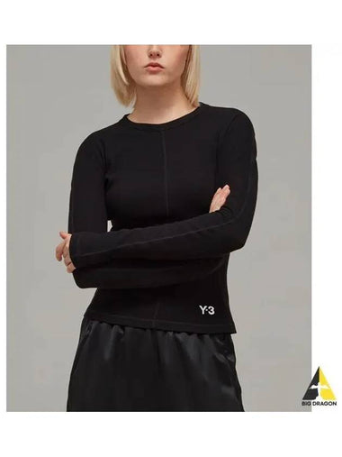 Y 3 Women s Fitted Long Sleeve Tee Black LS - Y-3 - BALAAN 1