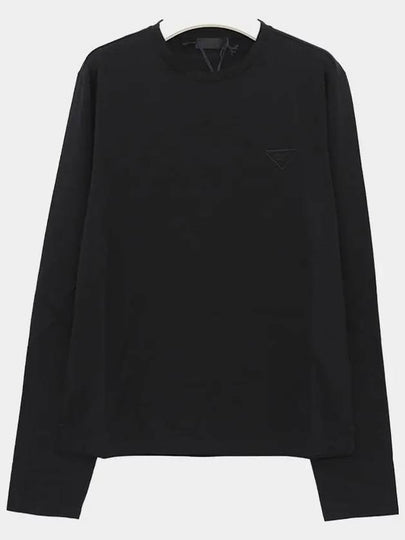 Logo Stretch Cotton Long Sleeve T-Shirt Black - PRADA - BALAAN 2