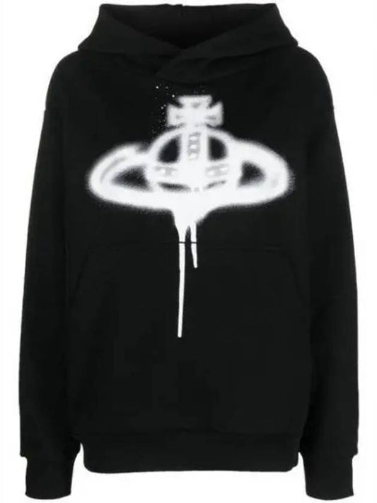 Spray ORB Logo Print Hoodie Black - VIVIENNE WESTWOOD - BALAAN 2