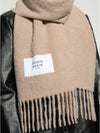 Baby Alpaca Plain Muffler Scarf Dark Beige - MAISON KITSUNE - BALAAN 5