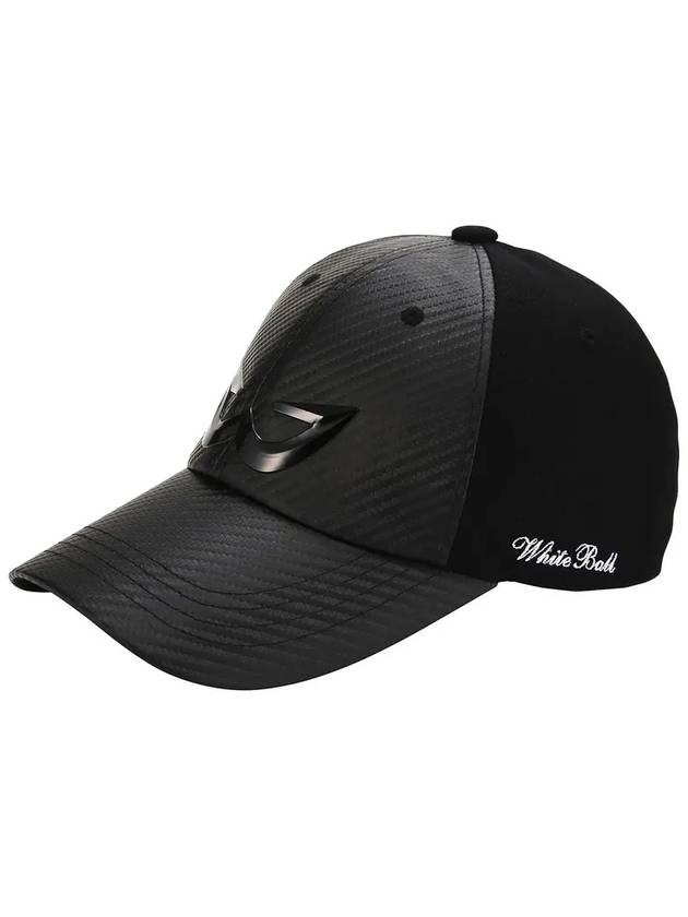 Golf Wear Carbon Leather Patch Golf Hat WB21SUMC02BK Black - WHITEBALL - BALAAN 3