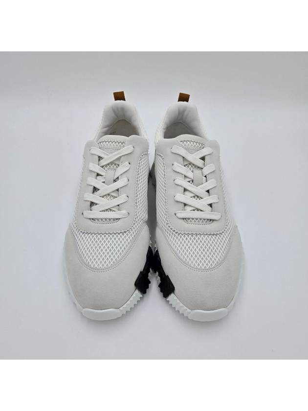 Men's Bouncing Mesh Suede Goatskin Low Top Sneakers White - HERMES - BALAAN 4