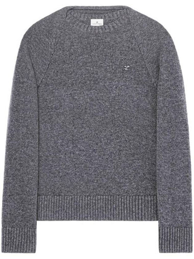 Embroidered Logo Wool Knit Top Grey - COURREGES - BALAAN 1