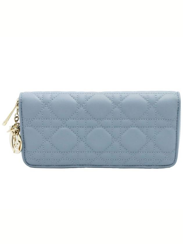 Women s Long Wallet Dior Christian S0007ONMJ M81B Cloud Blue Cannage Lady Voyageur Sheepskin - DIOR - BALAAN 1