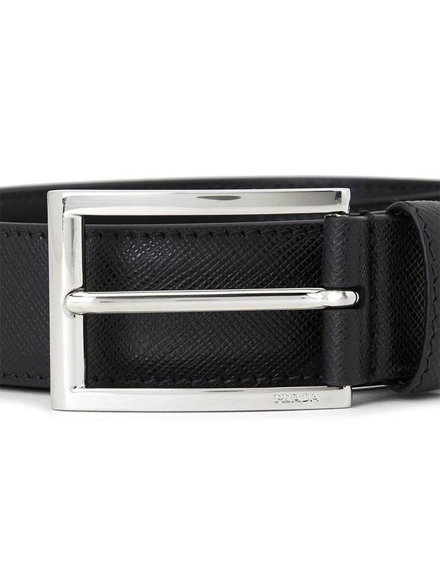 Saffiano Polished Buckle Belt Black - PRADA - BALAAN 5