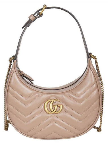 GG Marmont Half Moon Mini Bag Beige - GUCCI - BALAAN 1