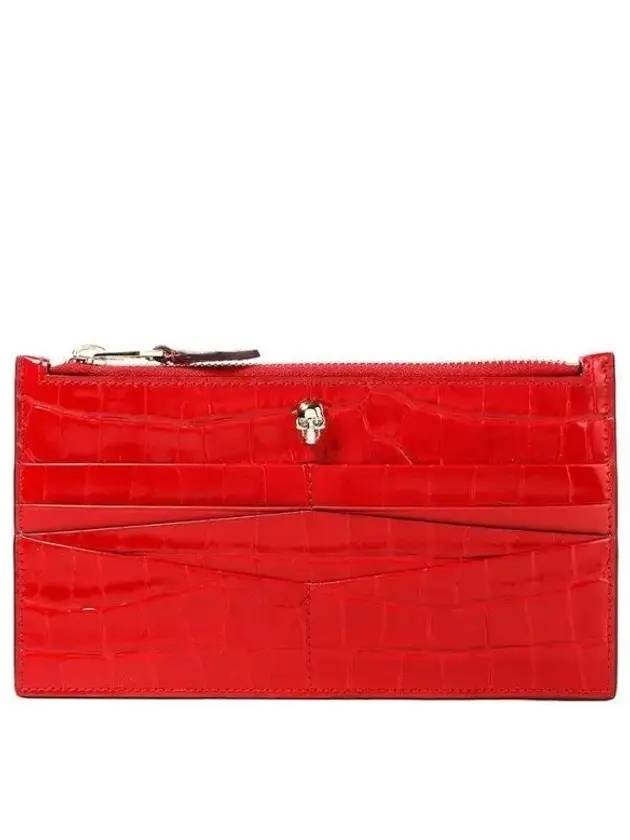 Logo Flat Zipper Card Wallet Deep Red - ALEXANDER MCQUEEN - BALAAN.