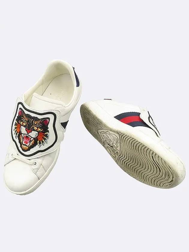 478190 DOP80 Ace Three Stripes Angry Cat White Leather Men s Sneakers 6 - GUCCI - BALAAN 3