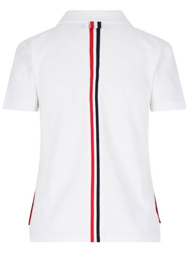 Classic Pique Center Back Stripe Relaxed Fit Short Sleeve Polo Shirt White - THOM BROWNE - BALAAN 3