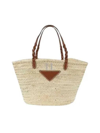 Woven Palm Leather Tote Bag Beige - PRADA - BALAAN 2