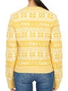 Intarsia Logo Wool V-Neck Cardigan Yellow - GANNI - BALAAN 5