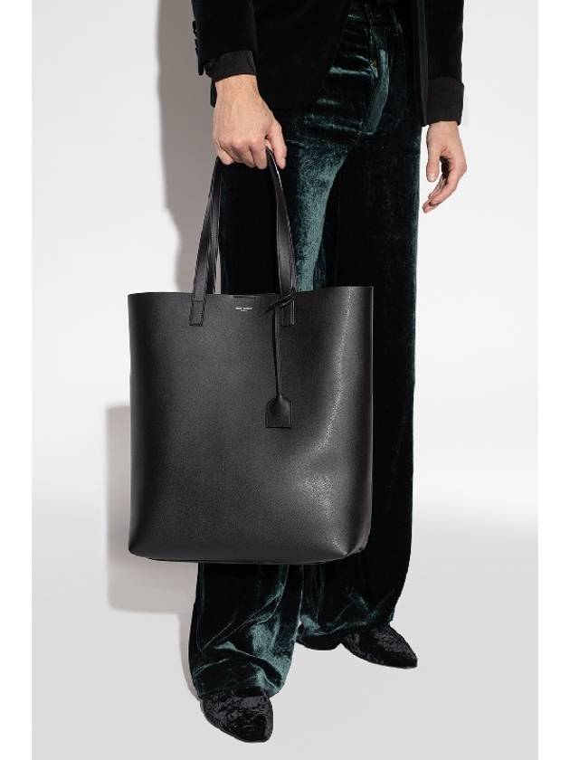 Logo Soft Leather Bold Tote Bag Black - SAINT LAURENT - BALAAN 4