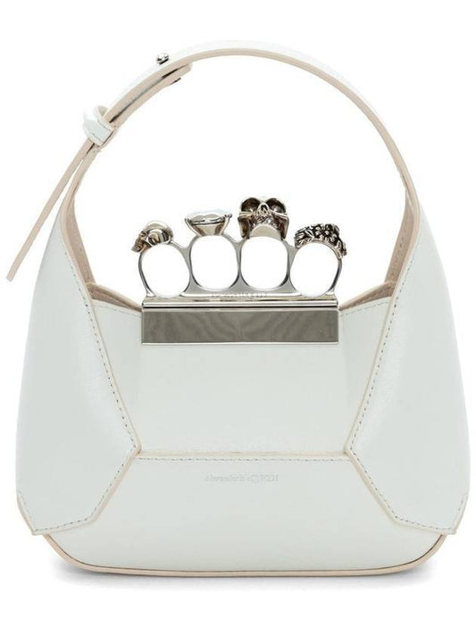 Calfskin Jewel Mini Hobo Shoulder Bag White - ALEXANDER MCQUEEN - BALAAN 1