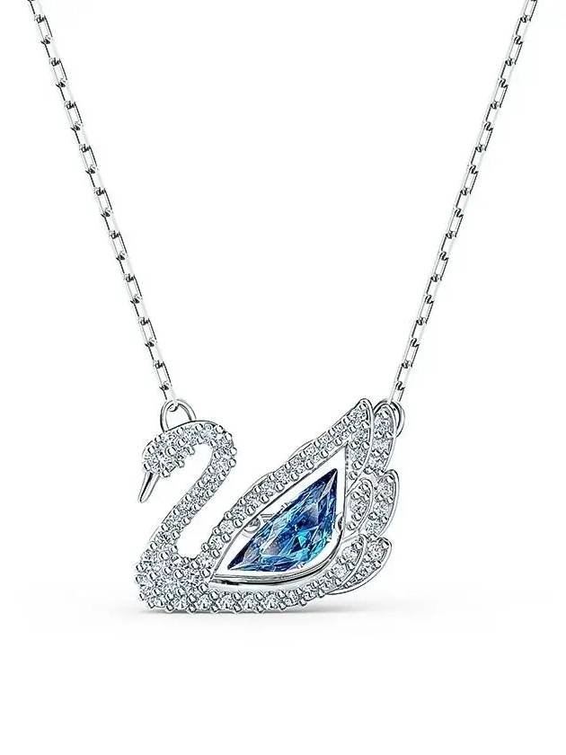 Women's Dancing Swan Necklace Blue Rhodium Plated - SWAROVSKI - BALAAN 2