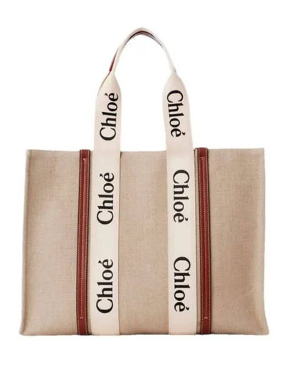 Woody Large Tote Bag White Brown Beige - CHLOE - BALAAN 2