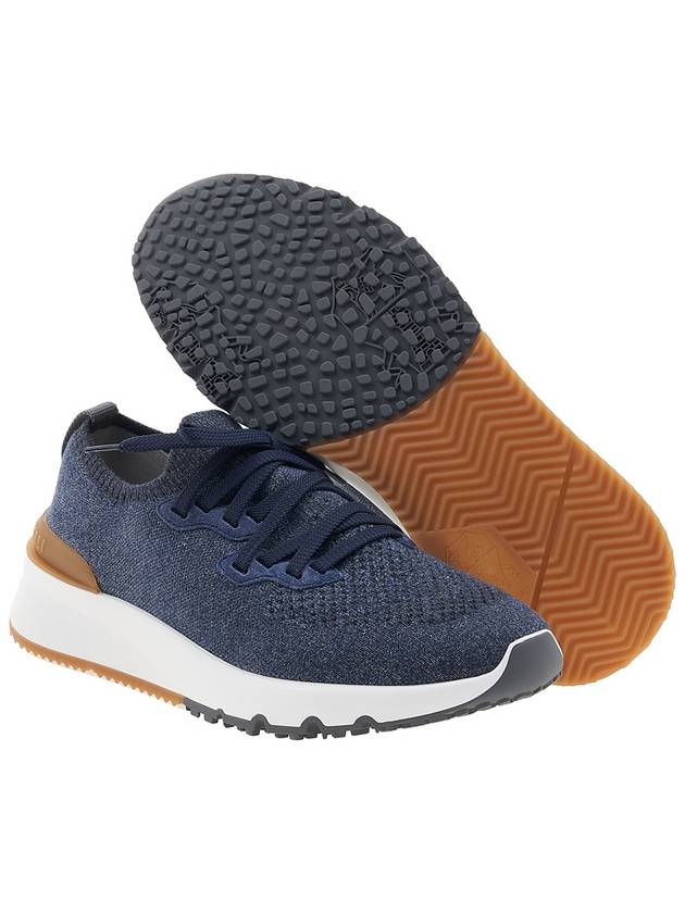 Stretch Knit Low Top Sneakers Blue - BRUNELLO CUCINELLI - BALAAN 6