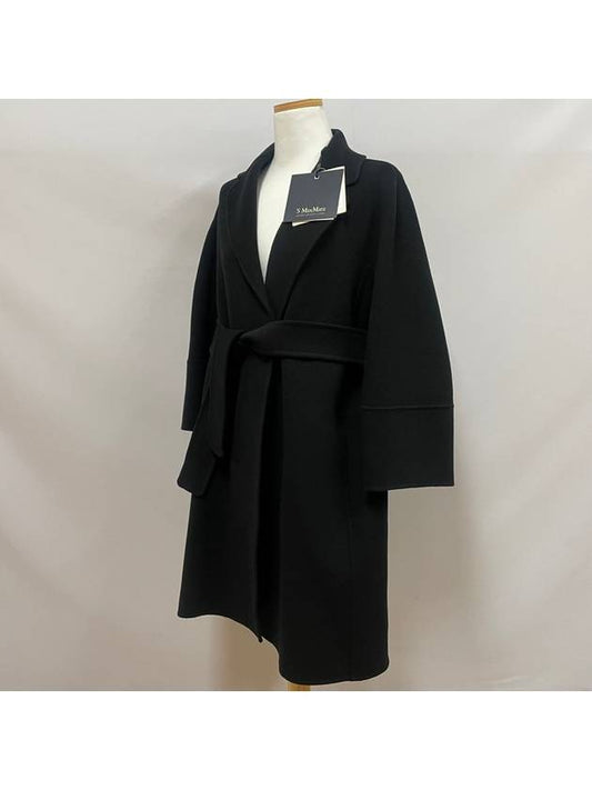 Women's Arona Belt Virgin Wool Single Coat Black - S MAX MARA - BALAAN 2