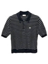 Striped Triomphe Short Sleeve Polo Shirt Black - CELINE - BALAAN 2