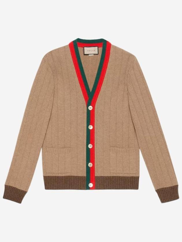 Web Rib Knit Cardigan Camel - GUCCI - BALAAN 1