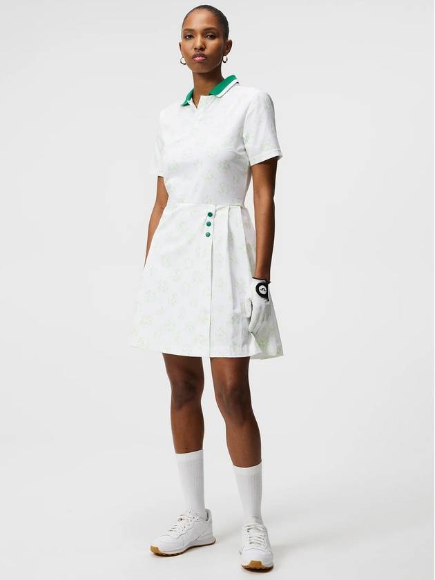 Women's Katherine Mini Dress White Green - J.LINDEBERG - BALAAN 5