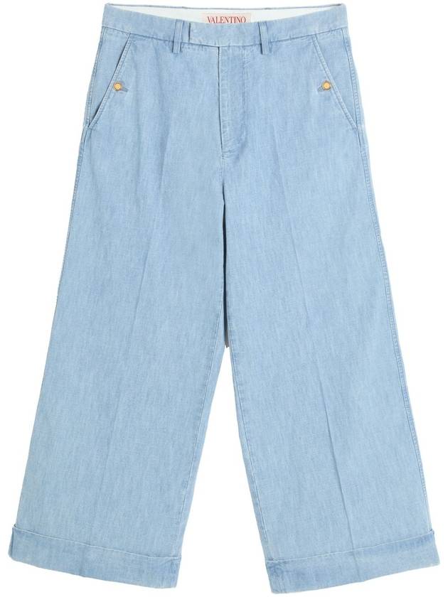 Valentino Garavani Trousers Clear Blue - VALENTINO - BALAAN 1