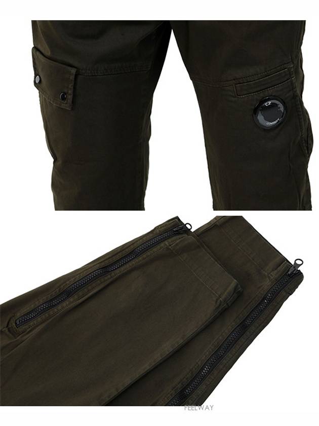 Men's Lens Satin Zipper Straight Pants Khaki - CP COMPANY - BALAAN 6