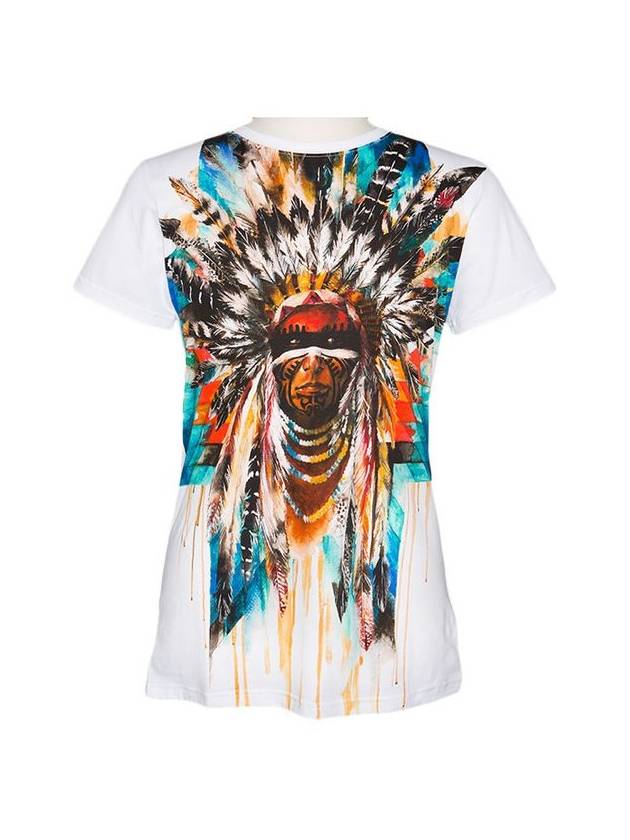 11th Anniversary Indian Graphic Printing Short Sleeve T-Shirt White - BALMAIN - BALAAN 1