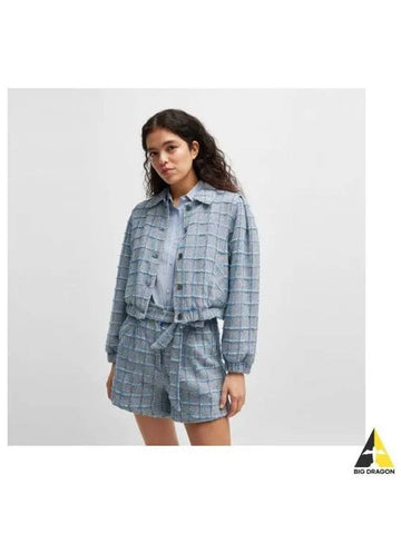 Women s denim check pattern tweed jacket 50518962 968 - BOSS - BALAAN 1