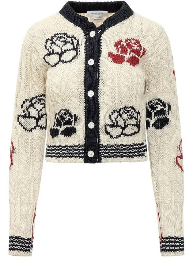 Rose intarsia cable knit cardigan FKC603BY1506 - THOM BROWNE - BALAAN 2