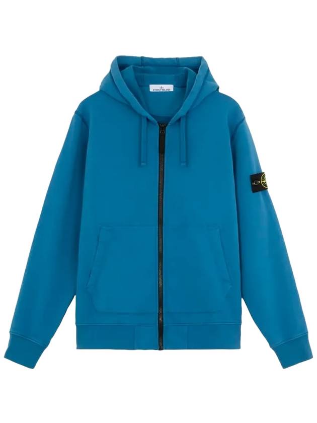 Cotton Fleece Garment Dyed Zip Up Hoodie Blue - STONE ISLAND - BALAAN 2