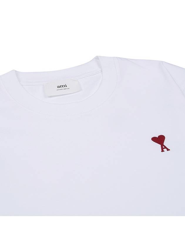 Small Heart Logo Boxy Fit Short Sleeve T-Shirt White - AMI - BALAAN 4