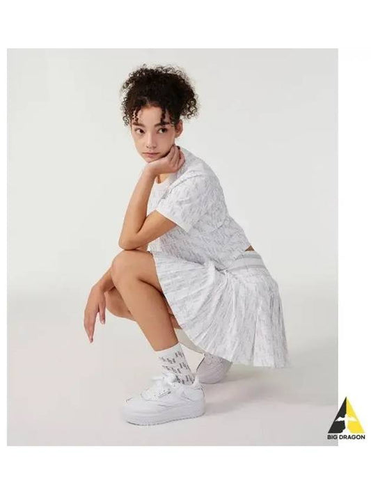 Monogram Pleated Skirt Women White - REEBOK - BALAAN 1