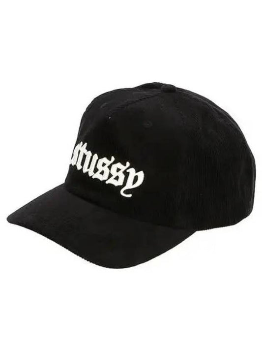 1311137 C 0001 BLACK Corduroy OE Cap 270396 - STUSSY - BALAAN 1