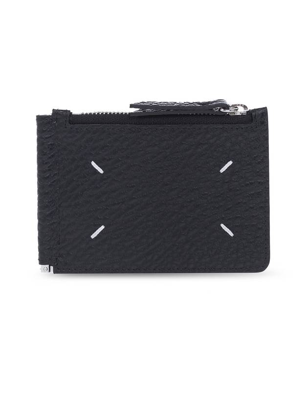 Stitch Leather Zipper Card Wallet Black - MAISON MARGIELA - BALAAN 1