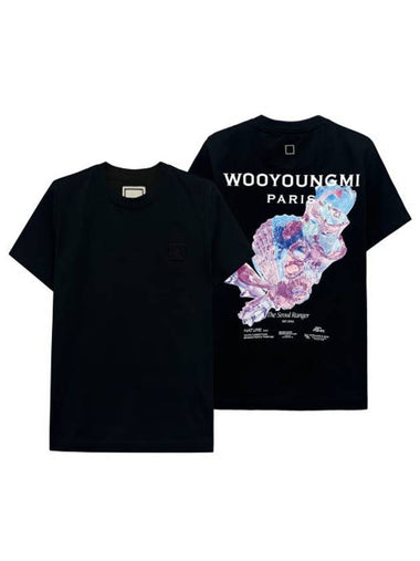 3D Coral Back Logo Short Sleeve T-Shirt Black - WOOYOUNGMI - BALAAN 2