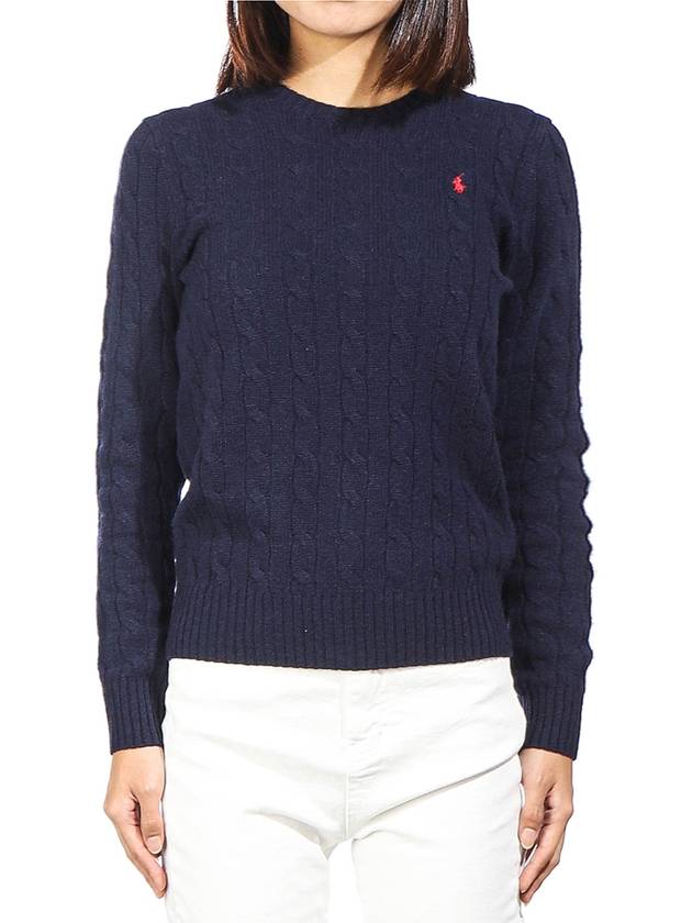 Embroidered Logo Pony Cable Knit Top Navy - POLO RALPH LAUREN - BALAAN 2