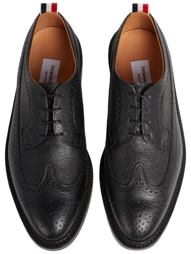 Men's Three Stripes Tab Pebble Grain Long Wing Sole Brogue Black - THOM BROWNE - BALAAN 3