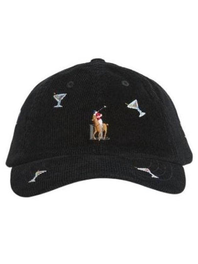 Pony Embroidery Corduroy Ball Cap Black - POLO RALPH LAUREN - BALAAN 2