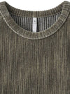 Two-Tone Velvet Ribbed Structure Long Sleeve T-Shirt Dusty Beige - NOIRER - BALAAN 11