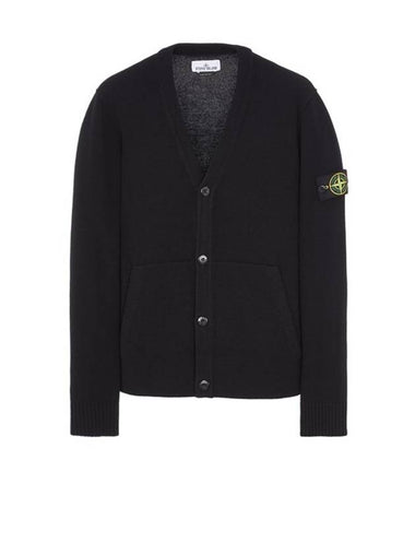 Men's Wappen Patch Button Cardigan Black - STONE ISLAND - BALAAN 1