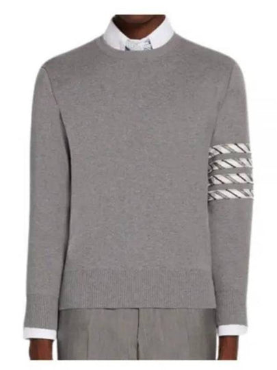 Diagonal Silk Stripe Crew Neck Knit Top Grey - THOM BROWNE - BALAAN 2