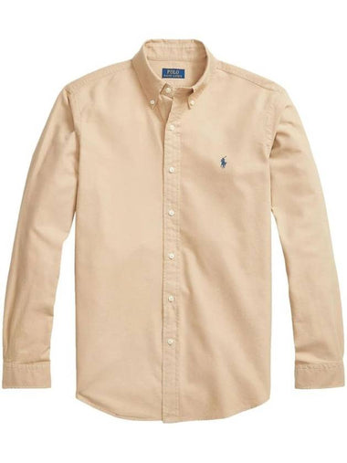 Custom Fit Linen Long Sleeve Shirt Beige - POLO RALPH LAUREN - BALAAN 1