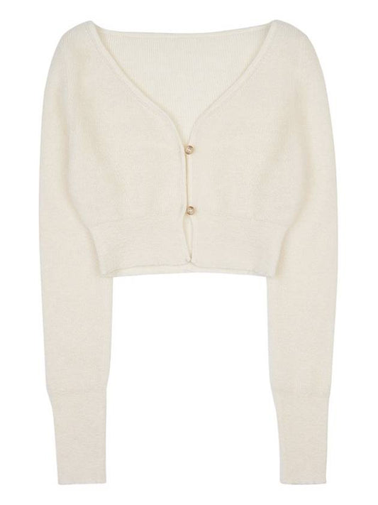 Le Alzou Cropped Mohair Cardigan White - JACQUEMUS - BALAAN 2