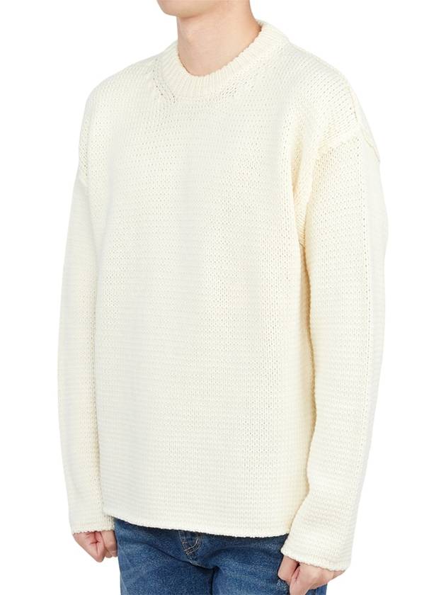 Crew Neck Wool Knit Top Ivory - TEN C - BALAAN 3