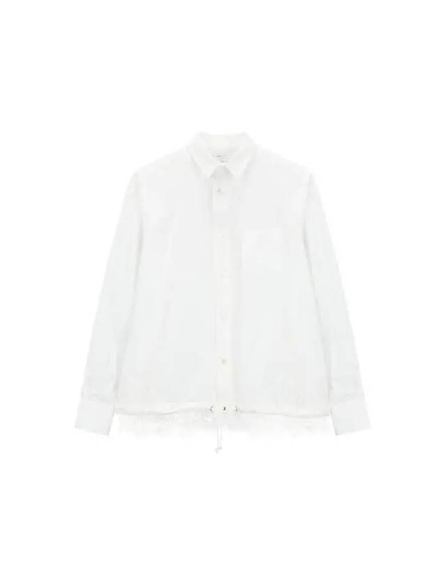 Women s Lace Hem Cotton Poplin Shirt White - SACAI - BALAAN 1