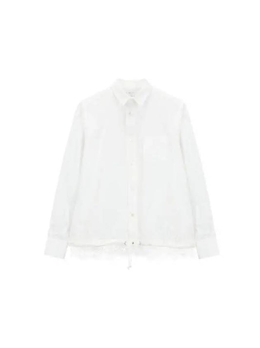 Women s Lace Hem Cotton Poplin Shirt White - SACAI - BALAAN 1