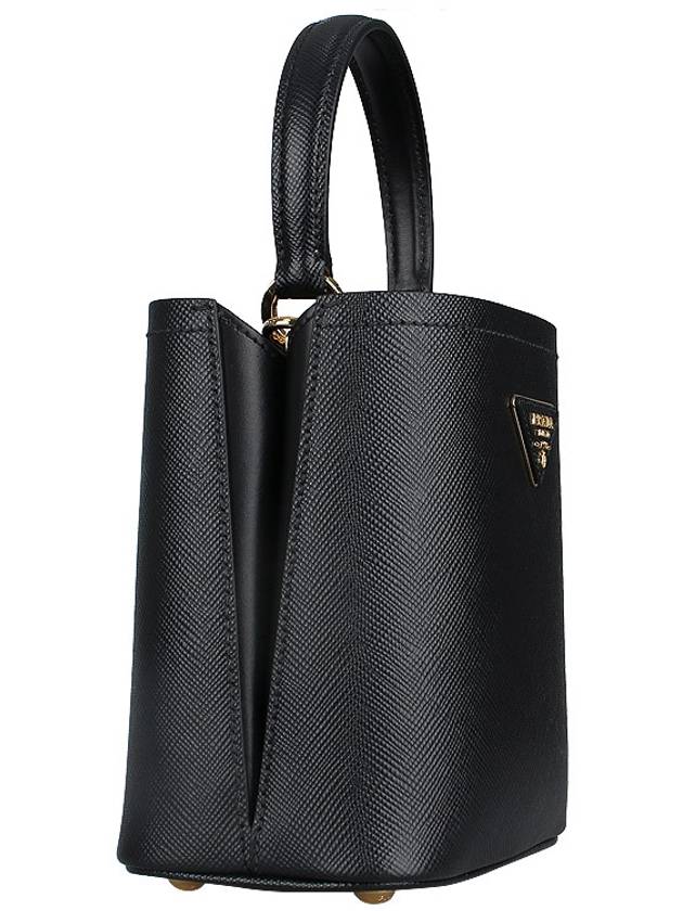 Panier Saffiano Leather Small Tote Bag Black - PRADA - BALAAN 5