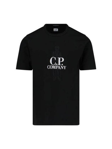 Logo Short Sleeve T-Shirt Black - CP COMPANY - BALAAN 1